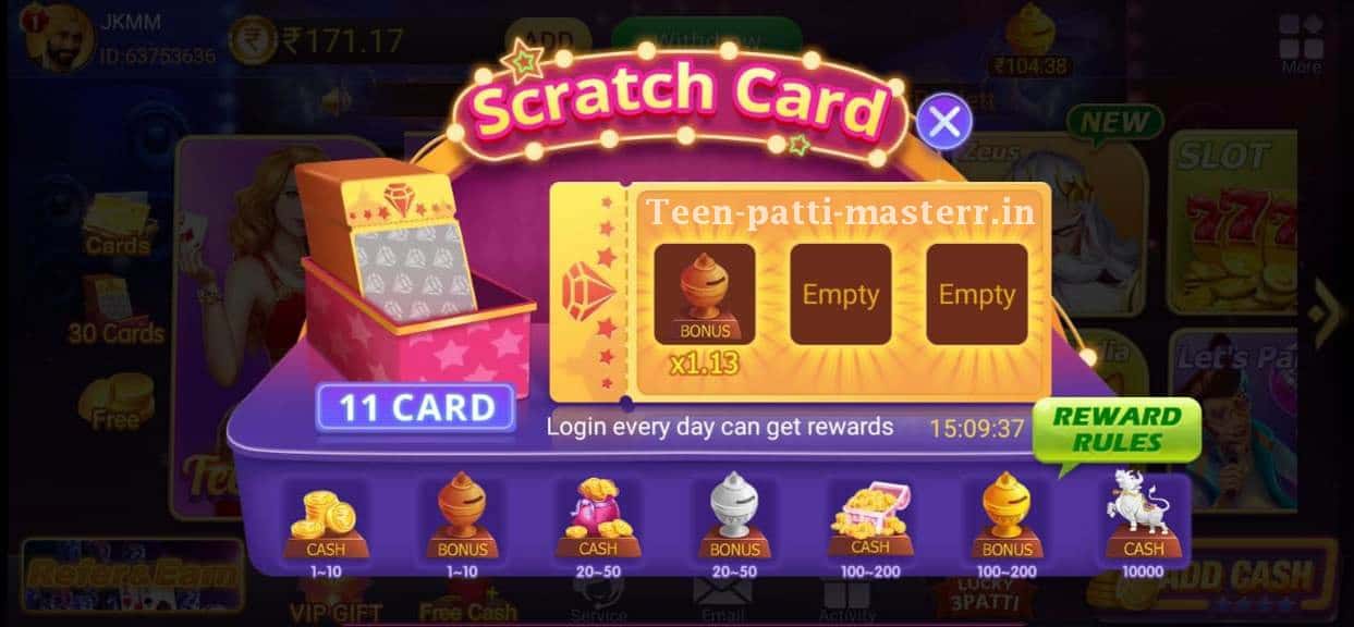 Teen Patti Master Scratch Card